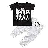 幼児用子供用幼児ボーイズTシャツトップスとロングパンツパンツ服装 80-85CM(Age:12M) ブラック FX15-006-80-85cm