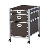 ナカバヤシ NEWキャパティFシリーズ デスクサイドキャビネット 3段 キャスター付 D600mmデスク用 ブラウン FBW-201S