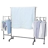 川口工器 高さ調整できる広がる室内干しハンガー 18329 (ブルー)