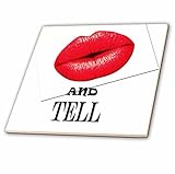 3droseリナピロ – Love Quotes – KISS AND TELL。ホット赤い唇。 – タイル 8-Inch-Ceramic ct_233932_3
