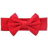 Liebeye ちょう結びヘッドバンド　ピュアカラー　キッズ　ガールズ　幼児　ベビー　赤ちゃん　ソフト　エラスティック レッド