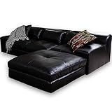 ソファ ソファー ローソファー カウチソファ 3人掛け クッション 5個付き レザー ブラック