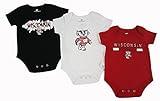 Wisconsin Badgers新生児&乳児Triple Play 3パックボディスーツセット レッド