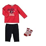 [ミキハウス] MIKIHOUSE 【ダブルＢ】 カレッジロゴ風長袖Ｔシャツ＋８分丈パンツ＋ソックス ３点ギフトセット （70cm-80cm） 64-1105-788 赤