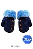 B.H. Select ベビー キッズ お出かけ用 手袋 あったか ボアつき 女の子 男の子 手首まであったか （ハンドタオルセット） (ブルー（Sサイズ）) BH77-3