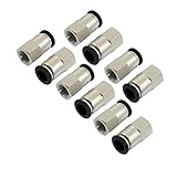 uxcell ワンタッチ継手　クイック継手　空圧式　フィッティング　0.6cmメスねじ　押し入りジョイント　チューブ　コネクタ　アダプタ　10mm内径　10個