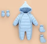 ロンパース 赤ちゃん 防寒 カバーオール フード付き ダウンロンパース アウターウエア 長袖 厚手 クマ耳付き 厚手 保温オーバーオール＆手袋＆靴下 冬
