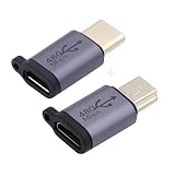 cablecc 2個/ロット 480Mbps USB2.0 Micro - Mini USB Type-C USB-C メス-オス 電源アダプター データリバーシブルデザイン チェーンホール付き