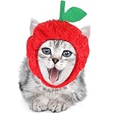 猫 犬 帽子 被り物 コスプレ キャップ りんごのかぶりもの 犬 猫 服 頭飾り ヘッドギア かわいい おもしろグッズ 着ぐるみ コスチューム 変身 ふわふわ 暖かい 防寒 ペット用品 赤