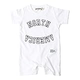 (キャンプフリー) CAMPFREE カレッジロゴ ロンパース 半袖 ベビー M.H.A.style 10188 A.ホワイト