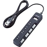 エレコム:エレコム 一括＆個別スイッチ付 雷ガードタップ T-K8A-2425BK 型式:T-K8A-2425BK