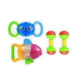 Coolplay 4pcs Baby Hand ShakeベルリングRattle and Teether Toy Developmentalギフトセット – ダンベル、モンキー、魚