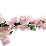 buorsa 5.8 Ft人工桜Vine Hanging植物フェイクSakuraガーランドFake Oriental Cherry花輪人工花