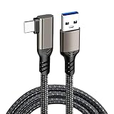 USB Type C ケーブル L字 2m Suptopwxm (10Gbps データ転送 /60W 3A急速充電) USB3.1 Gen2 タイプ c ケーブル USB-A to USB-C 高耐久ナイロン編み スマートフォン・タブレット・ゲーム機などのusb cポートを搭載したデバイスに対応 (ガン色)