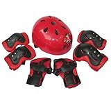 7PC幼児ヘルメット+プロテクターセット 子ども 用 キッズ 幼児 Aliciga 可愛い自転車ヘルメット 軽量 サイクリングヘルメット 調整可能 (レッド)