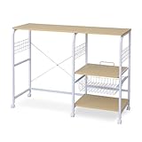 moca company Basketton ゴミ箱収納付きレンジ台 ゴミ箱収納 キッチンラック レンジラック 幅120 バスケット 引出し付き キャスター付き ホワイト ナチュラル