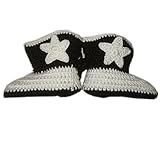 Baby Boots Crochet Shoes Handmade Boys Girls Newborn Infant Cowboy Boots Winter Shoes 9cm White and 