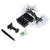 イルミネーション 太陽光充電 電気代０円 6m 30球 ソーラー ボール型 LEDイルミネーションライト ソーラーライト クリスマスイルミネーション LEDソーラー クリスマスライト 結婚式 お祭り 
