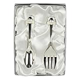 Silverplated Spoon and Fork Set with Teddy Tops by Widdop Bingham
