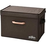 山善(YAMAZEN) 収納ボックス ブラウン 幅38×奥行25cm 木製取っ手付き ふた付き YTC-MSB1PF(BR)