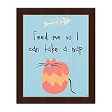 Feed Me So I Can Take A Nap – ブルー: Cute FatオレンジストライプTabby Cat with Fishbone Fish Skeleton on Baby Bl