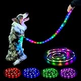 光る レインボーリード 犬 ドッグ リード 光るリード LED ライト ペット 夜間 レインボー (金具S, 120cm)