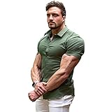 [マナツライフ] メンズ 半袖ワイシャツ ビジネスシャツ レギュラーカラー トップス ノーアイロン ストレッチ DF1 (グリーン, 2XL)