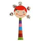 ノーブランド品 木製　ガラガラ　人形の手持ち　ドラム　ダンス　おもちゃ　音楽の啓発　プレゼント　多色