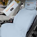 シートカバー 車 スポーツタオル生地 防水 吸水 速乾 柔らかい シート 保護 簡単セット かけるだけ 単体 車用シートカバー カーシート 汚れ 汗 タオル コンパクト 小さい 運転席 助手席 後部座席 子供 涼しい 滑らない 蒸れない 洗濯可 丸洗い 犬 ペット グレー