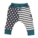 Love&Peace&Money (ラブアンドピースアンドマネー) 秋冬 ドット ボーダー サルエルパンツ チャコール ブラック ＆グリーン) 100cm