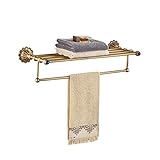 Rozin ブルークリスタル浴室 台所用 タオル ラック アンティーク真鍮 タオル棚 タオルホルダー