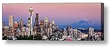 キャンバスSeattle Skyline Dusk 16 " x 48 "カラーCity Downtown Rainierパノラマ写真印刷画像 ブルー