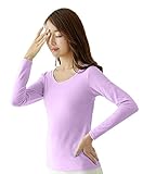 Plus Nao(プラスナオ) Tシャツ カットソー カップ付き ブラトップ プルオーバー 長袖 ラウンドネック シンプル 無地 レディース トップス L パープル