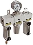 PneumaticPlus SAU2000M-N02DG-MEP Mini Three-Unit Combo Compressed Air Filter Regulator Lubricator FR
