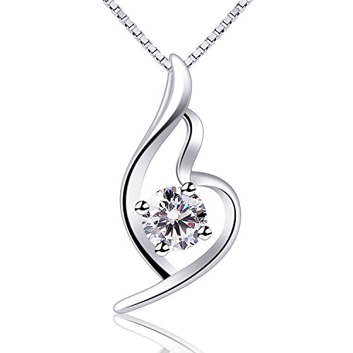 B.Catcher女性ネックレス・シルバー925ペンダント・ハート・イタリアグチェーン・キュービックジルコニア・シルバーアクセサリー・ギフト・誕生日・記念日・プレゼント