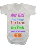 ANY NAME TEXT IMAGE PICTURE LOGO Personalised Custom Baby Grow Vest bodysuit onesie by the T bird