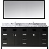 Virtu USA md-2172-wmsq-es-002 Caroline Parkway 72 "ダブルバスルームVanity with Marble andスクエアシンク上部をポリッシュクローム