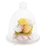 liLYS épice プリザーブドフラワー バラ 薔薇 ３輪 誕生日 結婚祝い ギフト お祝い などに 【 ガラスドーム・クラウン型 】ハニーイエロー