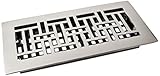 Decor Grates AJ410-NKL 4-Inch by 10-Inch Oriental Floor Register, Solid Brass, Brushed Nickel Finish