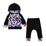 Cutelove　コート+ロングパンツ2点セット　フード付き　羽毛柄　ロングスリーブ　長袖　ロングズボン　綿　男の子　ボイズ　女の子　ガールズ　ベビー　赤ちゃん　幼児　秋　冬　可愛い　ファッション　素