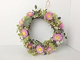 可愛いピンクのお花とアジサイのリース　(ドライフラワー)