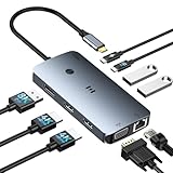 Selore 9in1 USB C ドッキングステーション USB-Cハブ マルチディスプレイ トリプルディスプレイ デュアル/トリプル/クアッド モニター対応 4K 60Hz（HDMI×2、DP、VGA搭載） ドッキングステーション3画面/4画面 100W PD高速充電 ギガビットLAN USB 3.0×3ポート - DELL・HP・Lenovo・MacBook など幅広いノートPC対応
