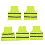 uxcell 5着　蛍光イエローグレー　視認性の高い　安全性警告反射ベスト　ポリエステル　ナイロン　男性用