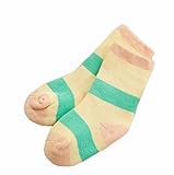 2新生児厚く暖かい綿の靴下0-24ヶ月の赤ちゃんグリーンイエローストライプのセット