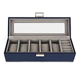 Amzdeal ウォッチコレクションケース 腕時計収納ケース 5本用 指輪6本 収納兼用