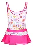 C-Princess 水着 ビキニ ベビー 子供用 キッズ ストラップ ワンピース ハート花柄 蝶結び付き オールインワン スイムウェア 海水浴 ビーチ ピンク 128
