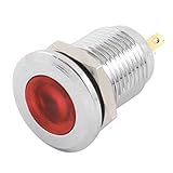 uxcell LED信号表示灯 2端子 ステンレス鋼 レッド DC 24V 12mm