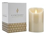 Luminaraフレイムレスキャンドル3 by 4-inchバニラ香りつきピラーWax Candle withタイマー