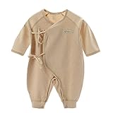 エルフ ベビー(Fairy Baby)オーガニックコットンベビー肌着 新生児ロンパース パジャマ 長袖 出産祝い 59cm カーキ