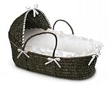 Espresso Hooded Moses Basket with White Bedding by Badger Basket
